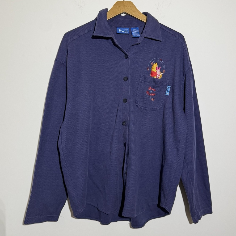 Disney Winnie The Pooh Casual Long Sleeve Button Up Women's Large Embroidered